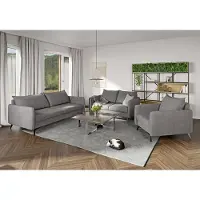 S-Style Möbel - Helix - Moderne Polstergarnitur 3+2+1 mit Schwarz Metall Füßen aus Grau Luxusmikrofaser, B/T/H: 3er - 199 cm / 91 cm/ 86 cm