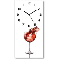 Tulup Wanduhr aus Glas – 30x60 cm - Glasbild - Glasuhr - Gehärtetes Glas -Ein Glas Wein