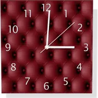 Wallario Design Wanduhr Rote Ledertür aus Aluverbund, Größe 30 x 30 cm