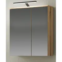 Furn.Design Badezimmerspiegelschrank Torsby Badspiegel in Eiche, 60 x 70 cm, mit LED und 6 Fächer