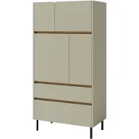 Masseno Kommode MURO 80 cm Sideboard mit 2 Schubladen und 4 Türen für Wohnzimmer Schlafzimmer Modern 80x40x165 cm Hellgrün / Hellgrün