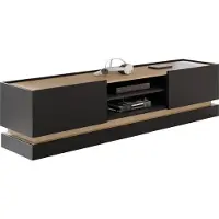 Mirjan 24 TV-Lowboard Zarpant 200 2K, Lowboard mit zwei Drehtüren (Farbe: Schwarz / Eiche Cremona)