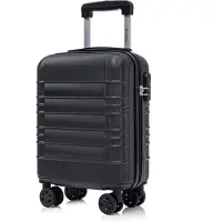 YONSLY Koffer Trolley Reisekoffer Suitcase, Rollkoffer Handgepäck ,mit 4 Rollen360°, Hartschalenreisekoffer, Zahlenschloss, Weicher Gummigriff(S,Schwarz)