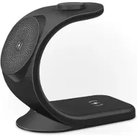 Secutek Kabelloses 3in1-Ladegerät für Handy, Kopfhörer und Uhr - schwarz