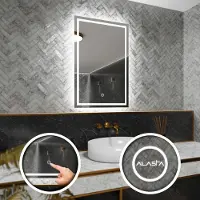 Alasta Rechteckiger LED-Spiegel 60x80 cm für Wohnzimmer, Badezimmer und Schlafzimmer
