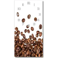 Tulup Wanduhr aus Glas – 30x60 cm - Glasbild - Glasuhr - Gehärtetes Glas -Körner Kaffee