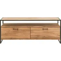 Lomadox TV Lowboard Eiche massiv geölt FORST-64, mit umlaufendem Metallrahmen, B/H/T: ca. 175/60/52 cm