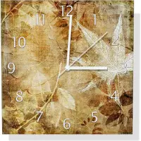 Wallario Design Wanduhr Herbstlaub aus Aluverbund, Größe 30 x 30 cm