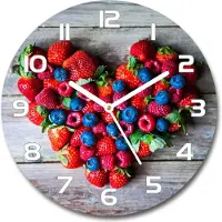 Tulup Wanduhr aus Glas 30fi Glasbild Glasuhr Gehärtetes Glas - weisse-zeiger - Heart made of fruit