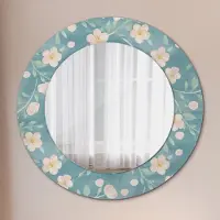 Wallfluent Spiegel - Mirror zum Wandspiegel Schlafzimmer – Schminkspiegel- floral Muster- Ø50cm