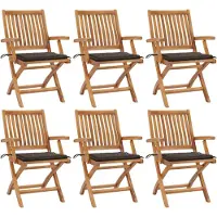 The Living Store Klappbare Gartenstühle mit Kissen 6 Stk. Massivholz Teak
