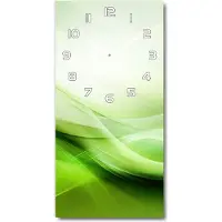 Tulup Wanduhr aus Glas – 30x60 cm - Glasbild - Glasuhr - Gehärtetes Glas -Grüne Wellen Hintergrund