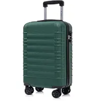 YONSLY Koffer Trolley Reisekoffer Suitcase, Rollkoffer Handgepäck ,mit 4 Rollen360°, Hartschalenreisekoffer, Zahlenschloss, Weicher Gummigriff (M,Dunkelgrün)