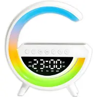 Retoo Nachttischlampe mit Ladefunktion - LED Touch Dimmbar mit 7 RGB Farben, Kabelloses 15W Laden -Bluetooth Lautsprecher Wecker & Uhr USB AUX TF