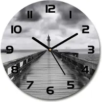 Tulup Wanduhr aus Glas 30fi Glasbild Glasuhr Gehärtetes Glas - schwarze-zeiger - Lighthouse