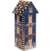 POWERHAUS24 Blechdose New York Christmas House, lebensmittelecht, 9,5 x 9,5 x 27,5 cm, inkl. Rezept