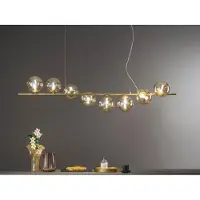 LUCE Design Balken Pendelleuchte Honey Gold 8-flammig