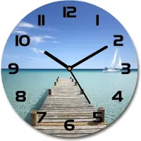 Tulup Wanduhr aus Glas 30fi Glasbild Glasuhr Gehärtetes Glas - schwarze-zeiger - Wooden pier