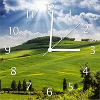 Wallario Design Wanduhr Strahlender Sonnenschein aus Echtglas, Größe 30 x 30 cm