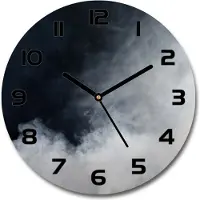 Tulup Wanduhr aus Glas 30fi Glasbild Glasuhr Gehärtetes Glas - schwarze-zeiger - White smoke
