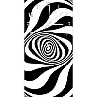 Wallario Design Wanduhr Optische Täuschung - Zebra Muster - schwarz weiß aus Echtglas, Größe 30 x 60 cm