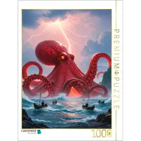 CALVENDO Puzzle Akkorokamui, riesiger roter Oktopus | 1000 Teile Lege-Größe 64 × 48 cm Foto-Puzzle für glückliche Stunden