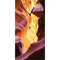 Wallario Design Wanduhr Schlucht aus Sandstein in Arizona Antelope Canyon aus Echtglas, Größe 30 x 60 cm