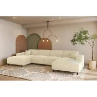 Fun-Möbel Wohnlandschaft Sofa U-Form GLORIA in Stoff Scala Creme