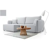 Bettso Stilvolles hellgraues Ecksofa AURORA mit Schlaffunktion und Bettzeugablage für das Wohnzimmer Links