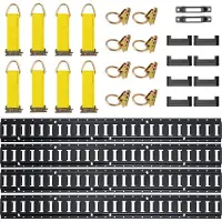 SucceBuy E Track Tie-Down Rail Kit, 30PCS 5FT Set, enthält 4 Stahlschienen, 2 einzelne Schlitze, 8 O-Ringe, 8 Tie-Offs mit D-Ring, 8 Endkappen, Sicherungszubehör für Fracht, Motorräder und Fahrräder
