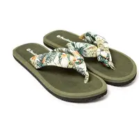 Brasileras Damen Zehensandalen mit rutschfester Sohle bequem schuhe strand/schwimmbad/stadt militärgrün 39 EU - UBHIS