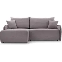 Bettso Bequemes Ecksofa LORENZA beige-rosa mit einem Bettzeugcontainer Links