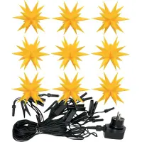 Sterntaler 3D LED Lichterkette mit 9 gelben Sternen 12cm Weihnachtsstern Außenstern Sternenkette wetterfest für außen und innen 13m Kabel