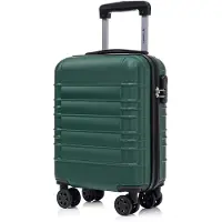 YONSLY Koffer Trolley Reisekoffer Suitcase, Rollkoffer Handgepäck ,mit 4 Rollen360°, Hartschalenreisekoffer, Zahlenschloss, Weicher Gummigriff (S,Dunkelgrün)