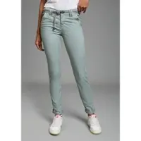 Kangaroos Chinohose , Damen, Gr. 32, N-Gr, blaugrau, Web, Obermaterial: 98% Baumwolle, 2% Elasthan, gerade, unten schmal lang, Hosen Chinohose, in schmaler Form, mit Kordel zu binden