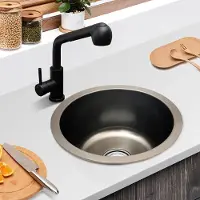 StarTech.com Spülbecken/Waschbecken - Rund - Edelstahl - Ohne Armatur - 1 Loch - Einzelbecken - Grau