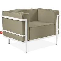 Konsimo GARTENSESSEL Stahlgestell "TRIGLO" Weiß/Beige, Stahl/Polyester/Schaumstoff, Modern, 99x70x69 cm