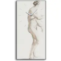Coloray Wohnzimmer-Bild Leinwand Uhr Geräuschlos 30x60 Zeichnung Alte Frauen Kunst - weiße Hände