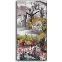 Coloray Wanduhr Bürouhr Leinwand Bild 30x60 Foto Bild Malerei Berg Landschaft Baum - schwarze Hände