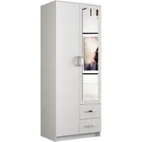 Pressiode Kleiderschrank Mit Spiegel Schrank Mit Schubladen, Flurgarderobe, Weiß, 80 cm Breite