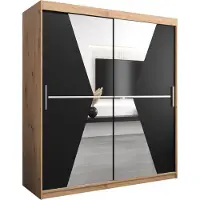 MEBLE KRYSPOL Kleiderschrank, Schiebetürenschrank Schlafzimmer, Schrank mit Spiegel MAROKO 180 cm
