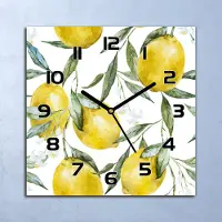 Coloray Wanduhr Echt-Glas-Küchenuhr Zitronenfrüchte Quarz Lautlos 30x30 Deko Bilder