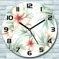Coloray Wanduhr aus Glas Rund fi 30 Blumen Aquarell Quarz Deko Schlafzimmer Büro