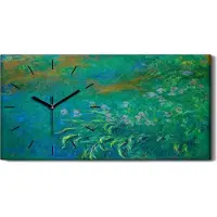 Coloray Dekor Leinwand Uhr Wandbilder Geräuschlos Kunstdruck 60x30 Schwertlilien - schwarze Hände