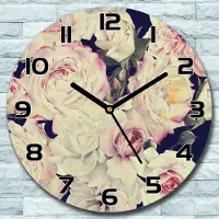 Coloray Wanduhr aus Glas Rund fi 30 Weiße Rosen Vintage Quarz Deko Schlafzimmer Büro