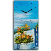 Coloray Wohnzimmer-Bild Leinwand Uhr Geräuschlos 30x60 Ölgemälde Blumen Meer Kunst - schwarze Hände