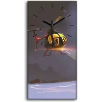 Coloray Wandkunst Leinwand Bild Uhr Geräuschlos 30x60 Malerei Berge Schnee Hubschrauber - schwarze Hände
