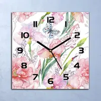 Coloray Wanduhr Echt-Glas-Küchenuhr Pfingstrosen Blumen Quarz 30x30 Deko Bilder
