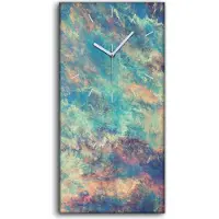 Coloray Dekor Leinwand Uhr Wandbilder 30x60 Abstrakte blaue und goldene Wolken - weiße Hände