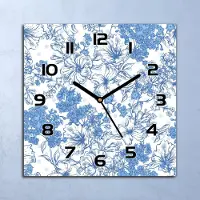 Coloray Wanduhr Echt-Glas-Küchenuhr Blaue Sommerstrauß Quarz 30x30 Deko Bilder